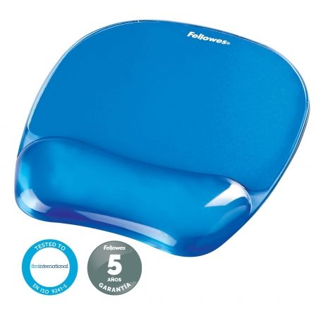 Fellowes Alfombrilla con Reposamuñecas de Gel Crystal Azul
